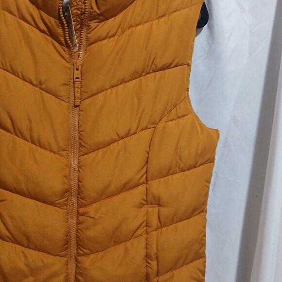 New Aeropostale Women Zipper Puffy Vest Large Gold Color - Picture 3 of 7